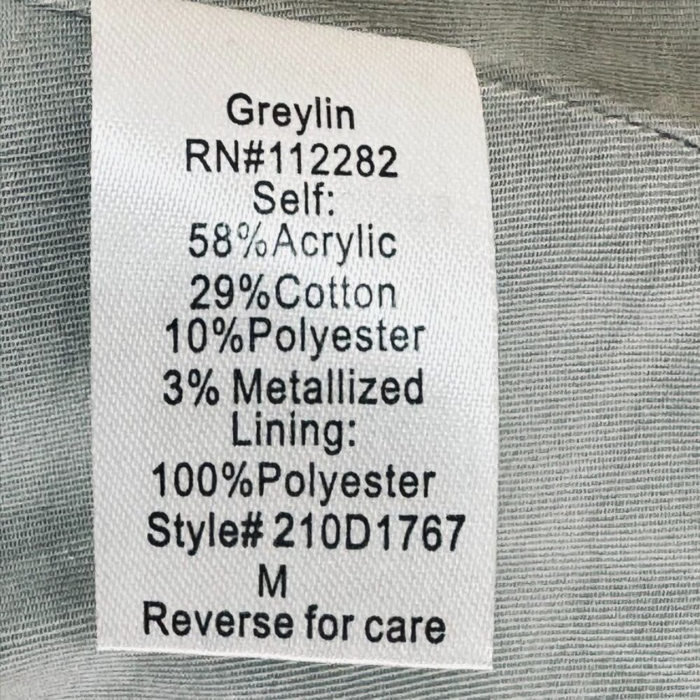 GREYLIN Anthropologie Dress Acrylic Cotton Silver Strapless Women's Size Medium - Picture 8 of 10